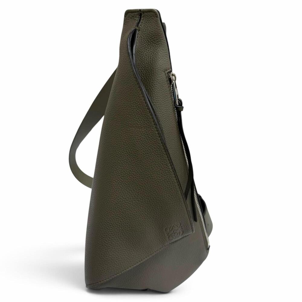 LOEWE B511A09X06 Anton Leather Anagram One-Shoulder Sling Bag Body Khaki Made...